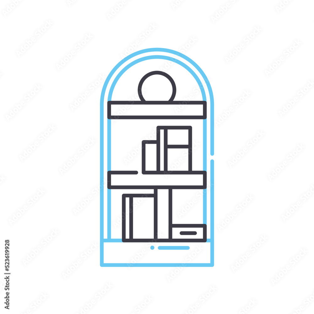 bookcase line icon, outline symbol, vector illustration, concept sign bookcase line icon, outline symbol, vector illustration, concept sign