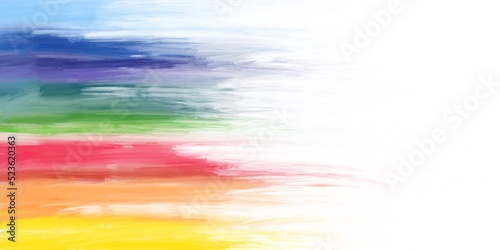 Artistic modern simple illustration abstraction in the style of colored paints by the type of rainbow on a white background. hand drawn