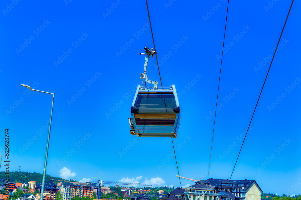 Gold Gondola in operations during summer day at Zlatibor, Serbia.