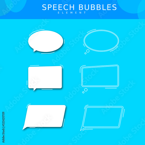 Set Unique and Fresh Chat Bubbles. simple flat element of empty chat bubbles