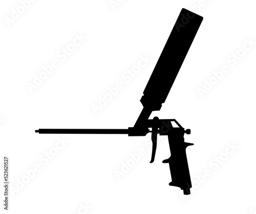 Spray foam gun silhouette logo design. Clipart image isolated on white background. Repair work of home. Renovation process vector design and illustration.
