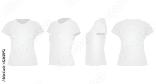 White women t shirt. front side and back view. vector illustration