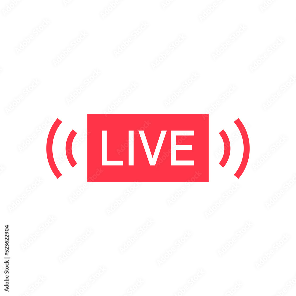 Red live stream button. Modern vector button isolated on white background. Vector illustration.. Red live stream button. Modern vector button isolated on white background. Vector illustration..