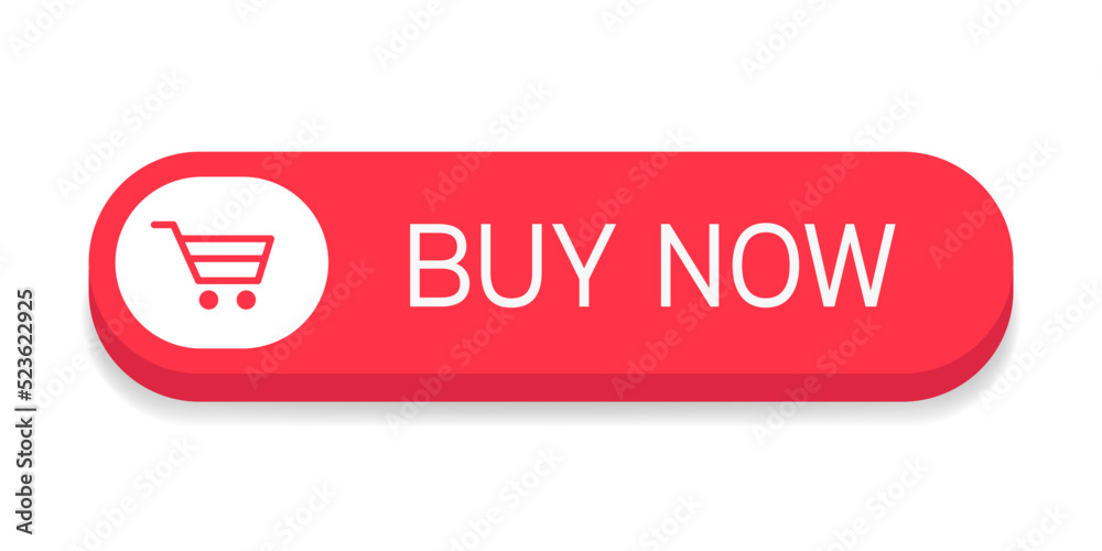 Red realistic button with text buy now isolated on white background. Vector illustration.. Red realistic button with text buy now isolated on white background. Vector illustration..