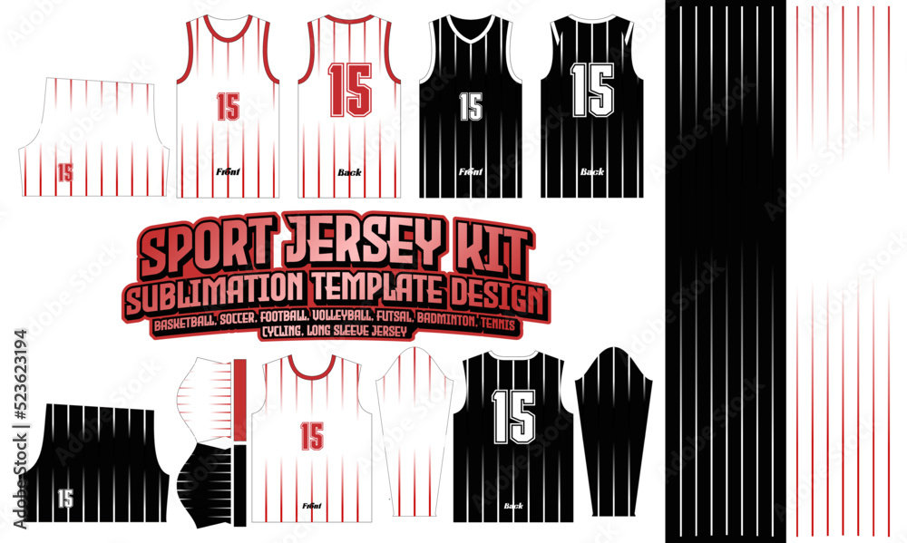 Obraz premium Red Stripe Jersey Template Printing Sports pattern 67 Sublimation design for Soccer Football Esport Basketball badminton volleyball Futsal