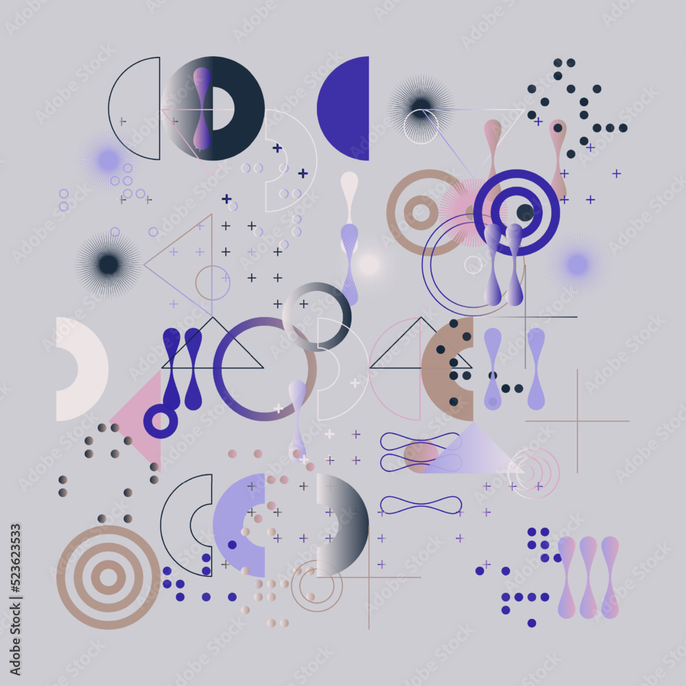 Digital Collage Graphics Pattern Made With Generative Art Elements And Vector Geometric Shapes Digital Collage Graphics Pattern Made With Generative Art Elements And Vector Geometric Shapes