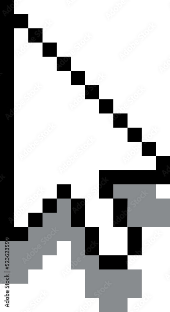 Pixel Illustration Of A Mouse Cursor Hovering With Shadow, Isolated On ...