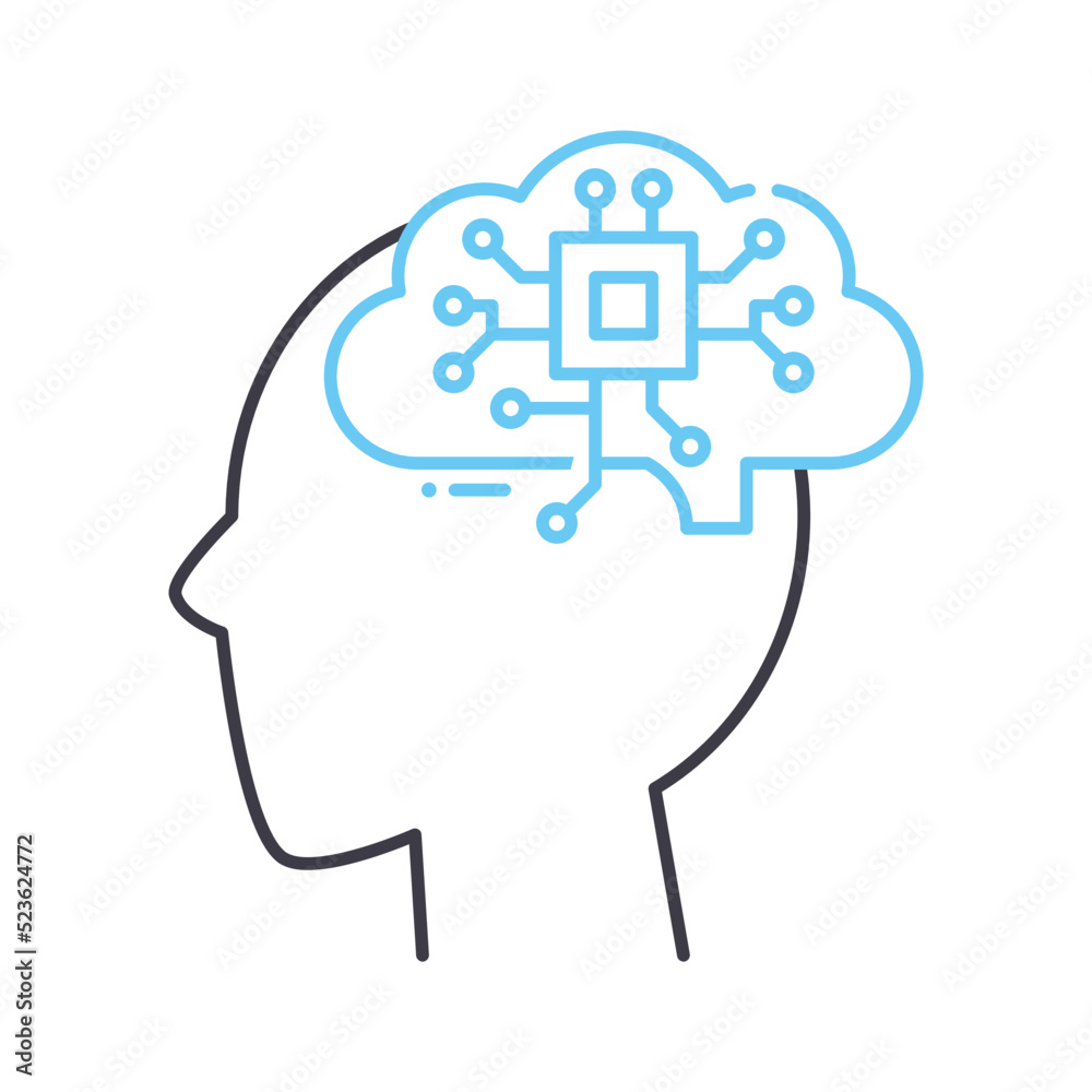 artificial mind line icon, outline symbol, vector illustration, concept sign artificial mind line icon, outline symbol, vector illustration, concept sign