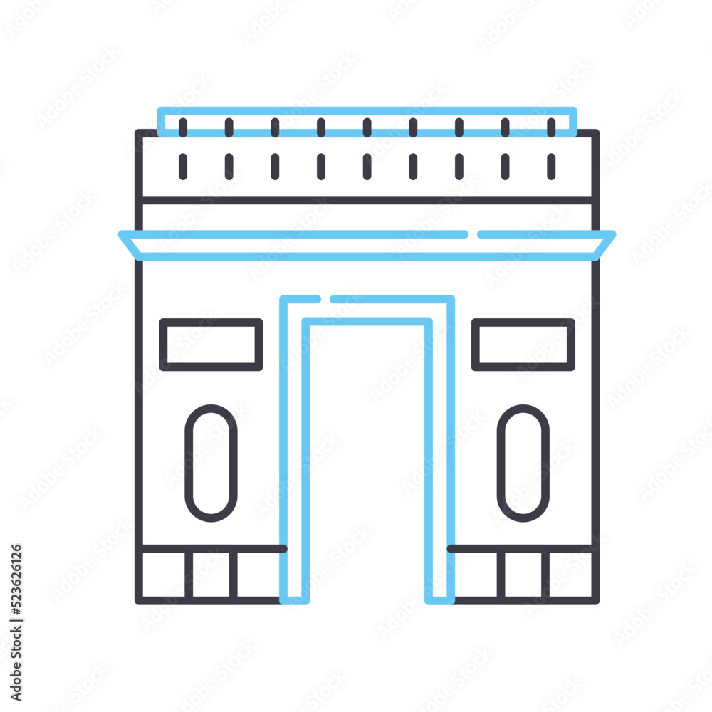 arc de triomphe line icon, outline symbol, vector illustration, concept sign arc de triomphe line icon, outline symbol, vector illustration, concept sign