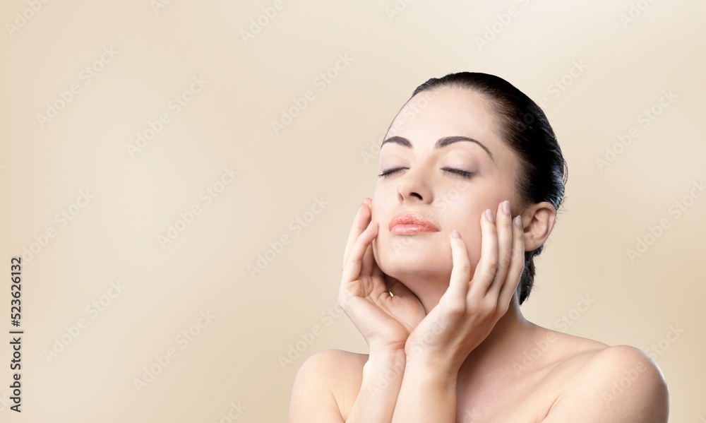 Beautiful young woman with clean fresh skin, Face care, Facial treatment, Cosmetology, beauty and spa Beautiful young woman with clean fresh skin, Face care, Facial treatment, Cosmetology, beauty and spa
