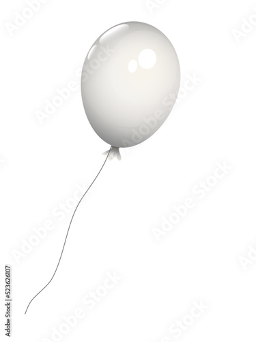Fliegender weißer Helium Luftballon,
Vektor Illustration isoliert auf weißem Hintergrund
