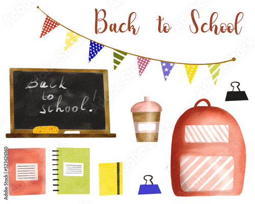 back to school chalkboard and school tools