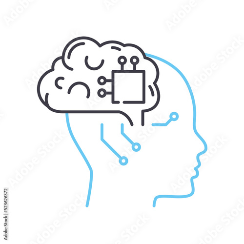 artificial mind line icon, outline symbol, vector illustration, concept sign