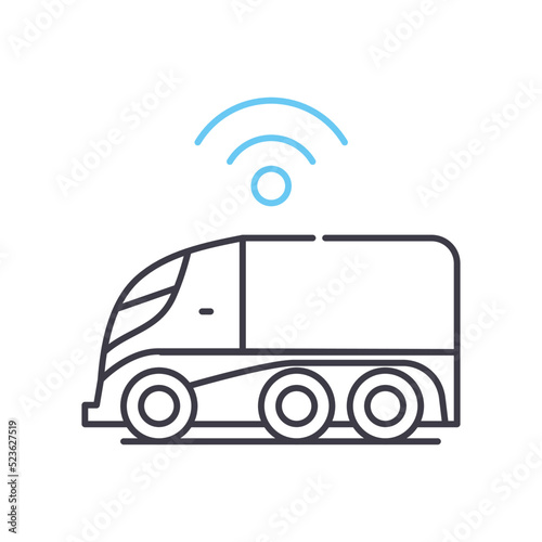 autonomous truck line icon, outline symbol, vector illustration, concept sign