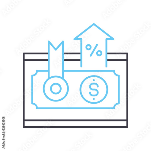 bond interest rate line icon, outline symbol, vector illustration, concept sign