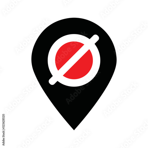 Block location direction ban icon | Black Vector illustration |