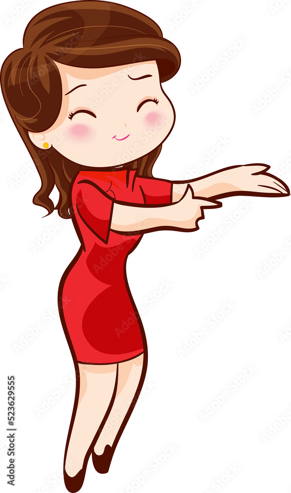 Smiling beautiful woman character in cute actions Smiling beautiful woman character in cute actions