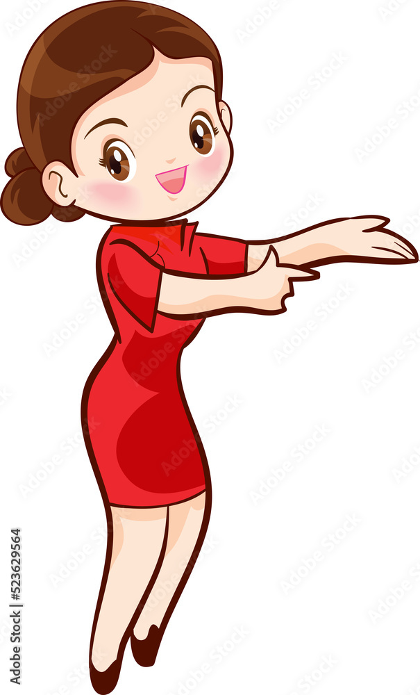 Smiling beautiful woman character in cute actions Smiling beautiful woman character in cute actions