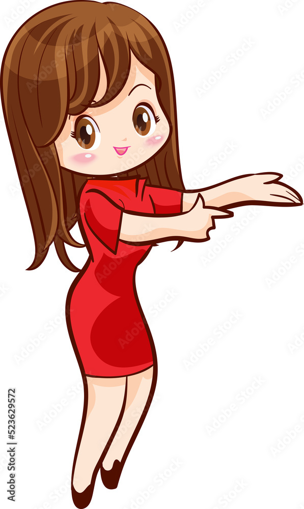 Smiling beautiful woman character in cute actions Smiling beautiful woman character in cute actions