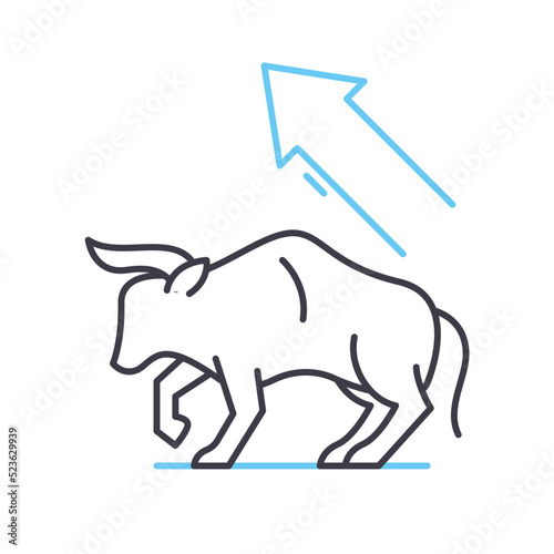 bull trend line icon, outline symbol, vector illustration, concept sign