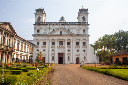 The church of Divine Providence ( Saint Cajetan) of Old Goa, mimicking the St. Peter's Basilica of Rome. Taken in India, August 2018. photo