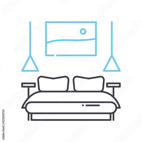 bedroom line icon, outline symbol, vector illustration, concept sign