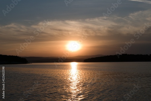 beautiful romantic sunset at the sea in adriatic
