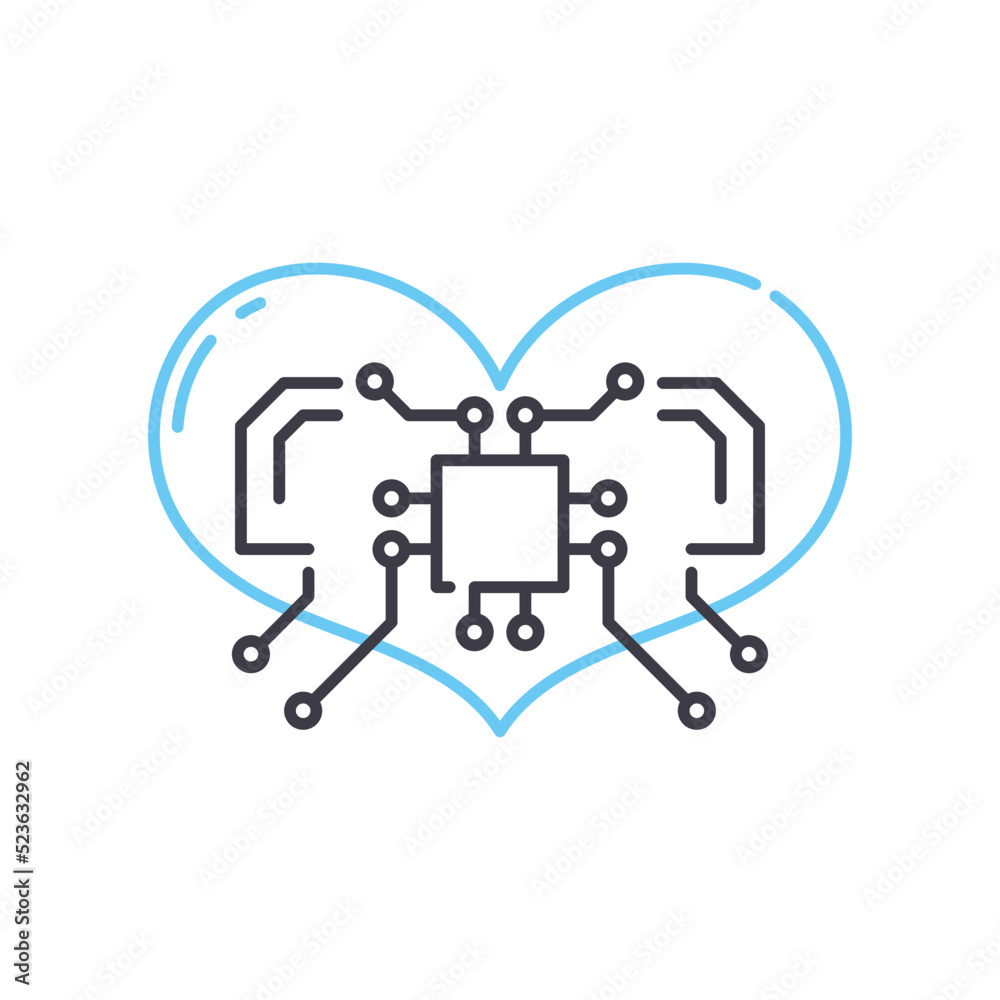 artificial heart line icon, outline symbol, vector illustration, concept sign artificial heart line icon, outline symbol, vector illustration, concept sign