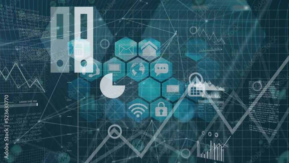 Animation of data processing over medical icons Animation of data processing over medical icons