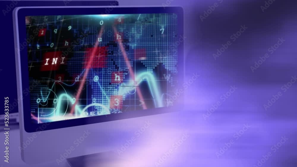 Animation of data processing over computer Animation of data processing over computer