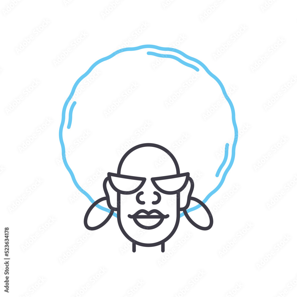 afro line icon, outline symbol, vector illustration, concept sign