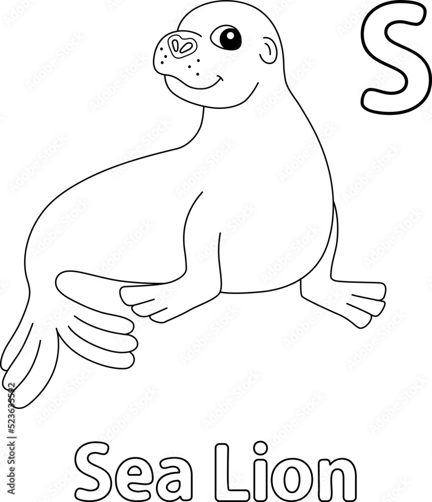 Sea Lion Alphabet ABC Coloring Page S