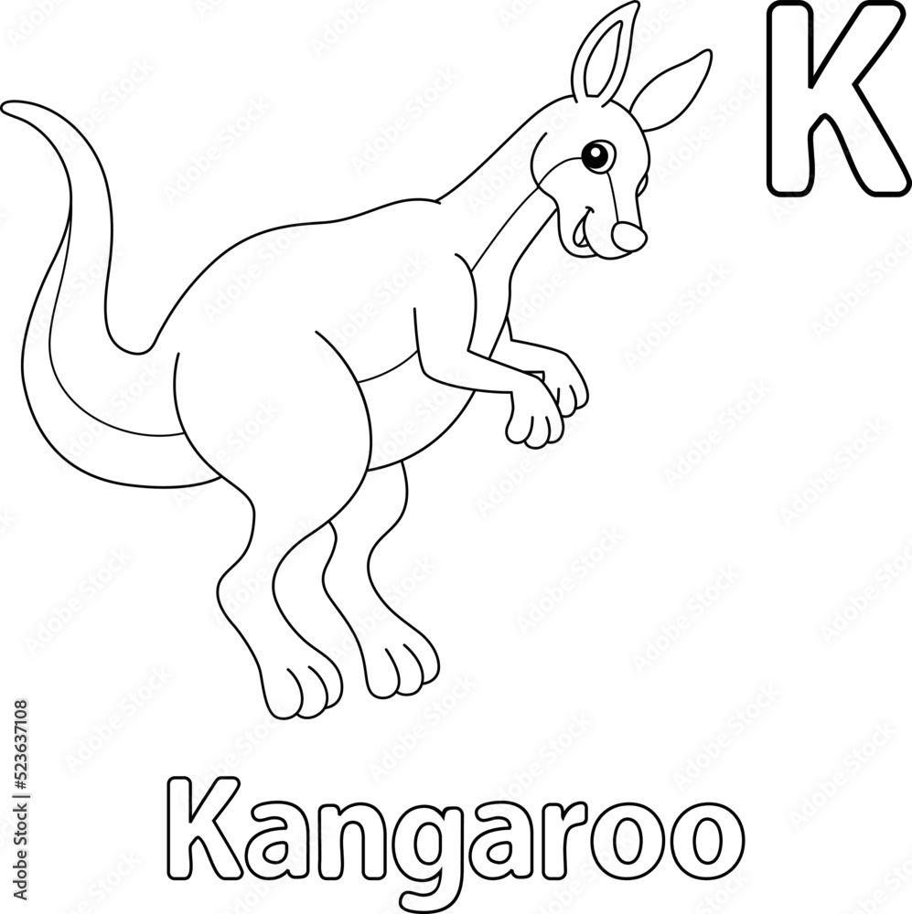 Jumping Kangaroo Alphabet ABC Coloring Page K Jumping Kangaroo Alphabet ABC Coloring Page K