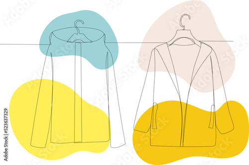 coat drawing by one continuous line, vector