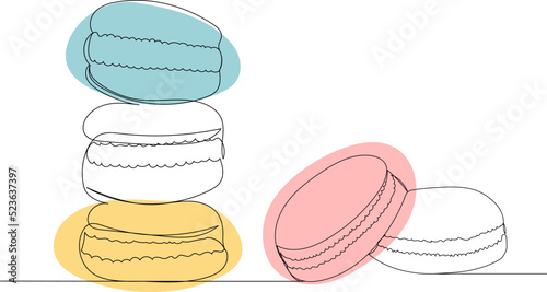 cookie drawing by one continuous line, vector