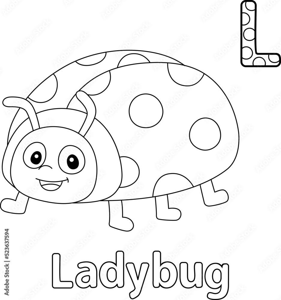 Ladybug Alphabet ABC Coloring Page L Stock Vector Adobe Stock