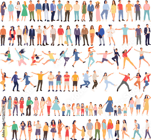 set of people in flat style, isolated, vector