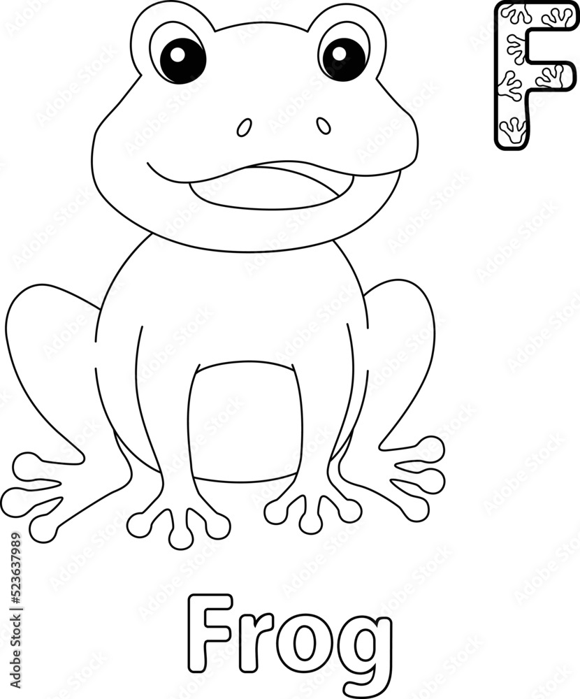 Sitting Frog Alphabet ABC Coloring Page F Stock Vector | Adobe Stock