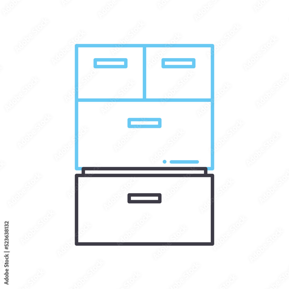 drawer line icon, outline symbol, vector illustration, concept sign drawer line icon, outline symbol, vector illustration, concept sign