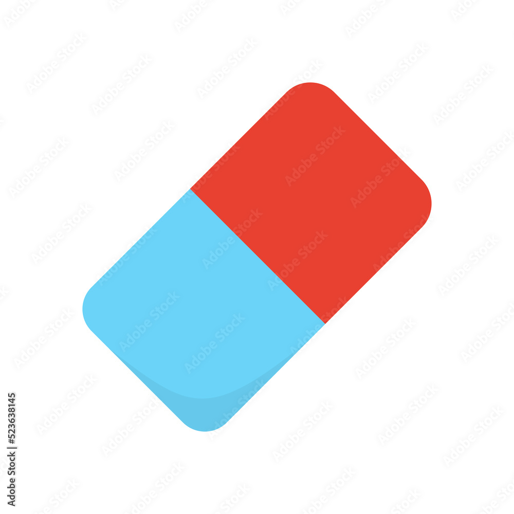 Red and blue eraser. Rubber icon. Vector isolated on white. Red and blue eraser. Rubber icon. Vector isolated on white.