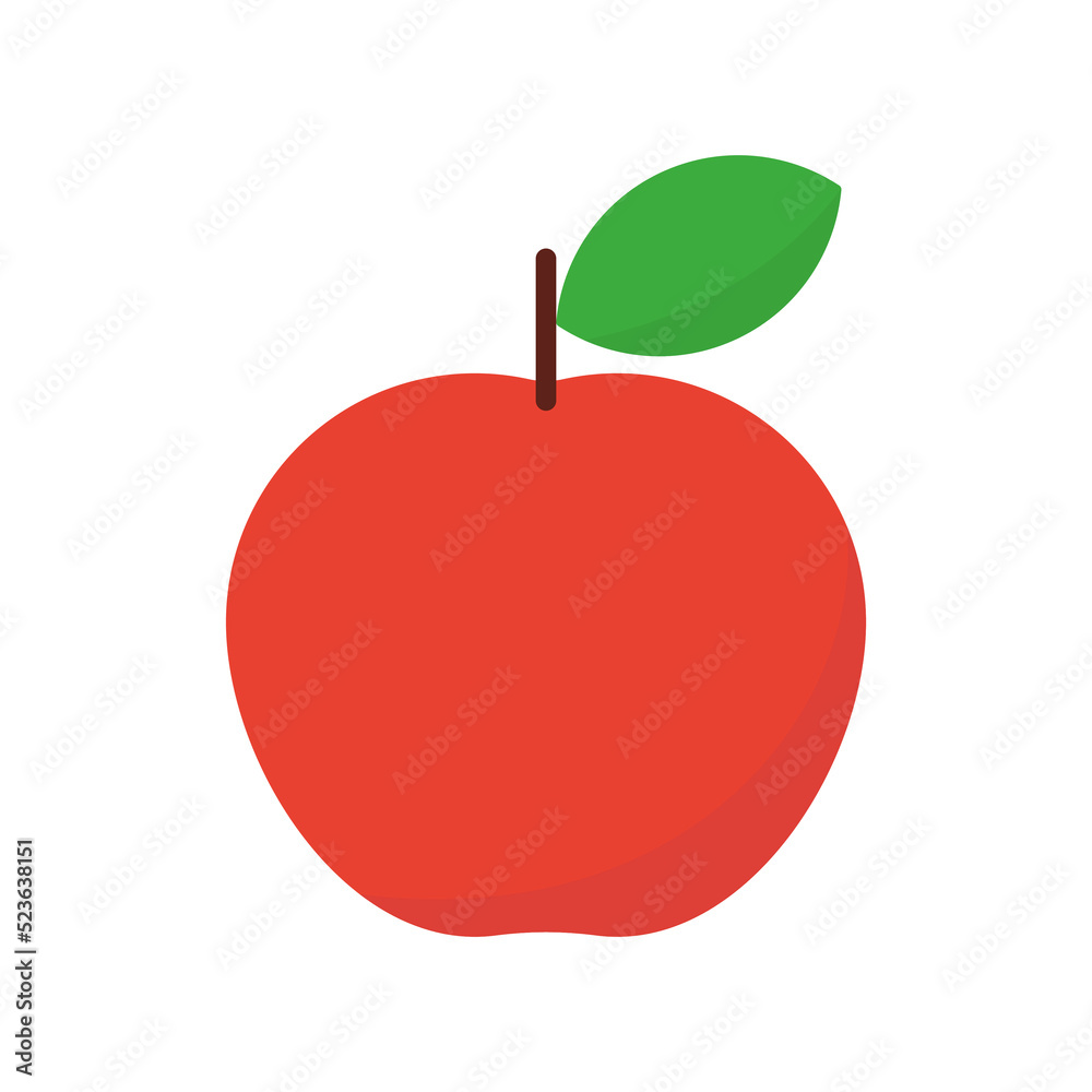 Obraz premium Red apple. Apple with leaf. Vector isolated on white.