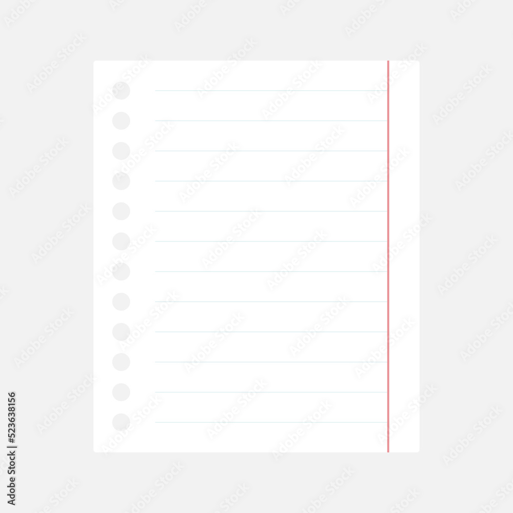 Realistic lined notepaper. Paper blank empty sheet. Vector isolated on white. Realistic lined notepaper. Paper blank empty sheet. Vector isolated on white.