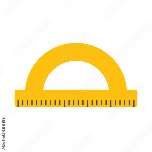 Protractor ruler. Education measure tool. Vector isolated on white.