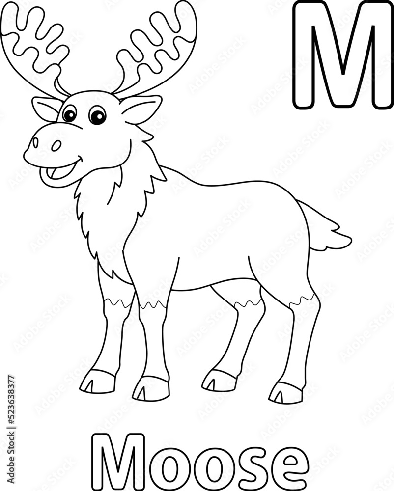 Moose Alphabet ABC Coloring Page M
