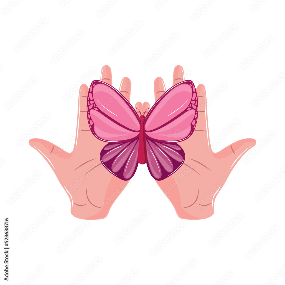 Obraz premium hand holding butterfly icon