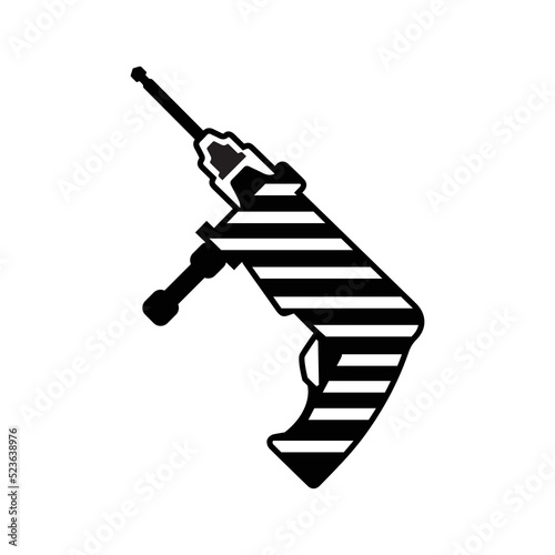 Hand hammer drilling machine icon | Black Vector illustration |
