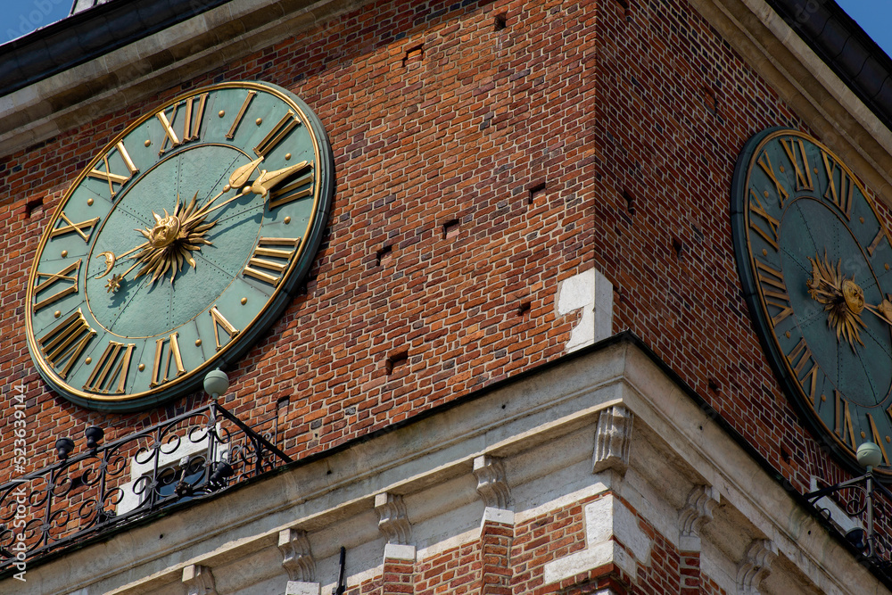 Fototapeta premium Close up Clock at the Wawel Cathedral at the Rynek, Old City Centre.