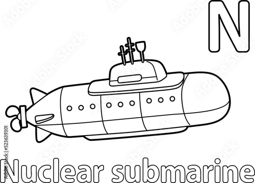 Nuclear Submarine Alphabet ABC Coloring Page N