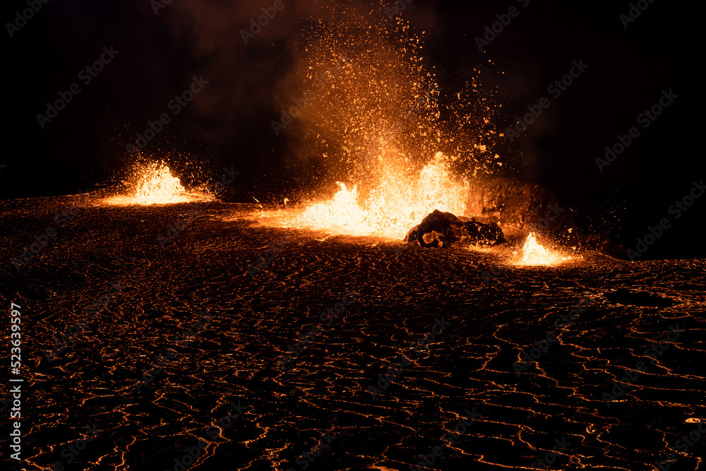 Meradalir Eruption of Fagradalsfjall Volcano in Iceland 2022