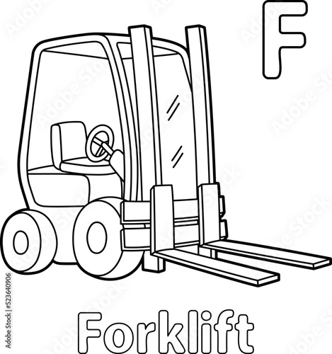 Forklift Alphabet ABC Coloring Page F